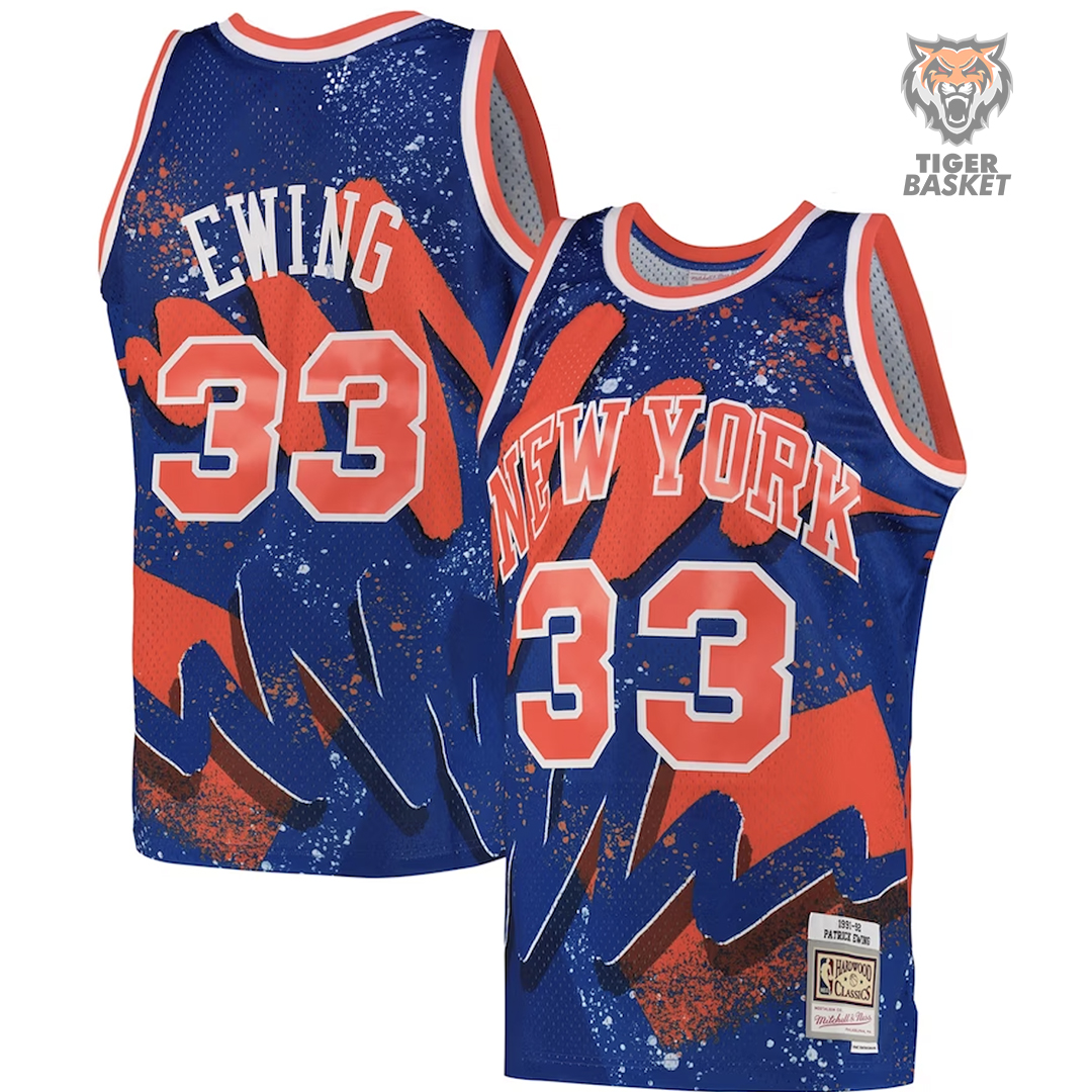 New York Knicks Patrick Ewing 199192 Blue Red Dising TigerBasket